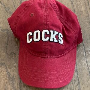 South Carolina COCKS Red Baseball Cap with Embroidered Text with NCAA Hologram